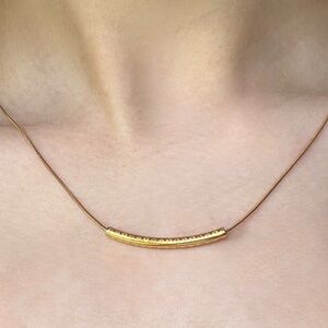 Gold Tone Curved Bar Necklace
